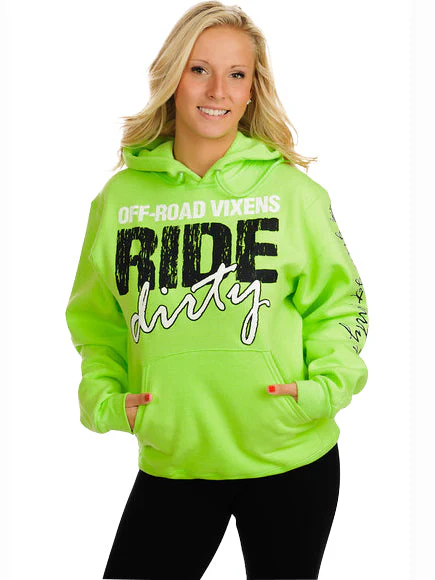 Ride like a Vixen Hoodie - Neon Green - Off-Road Vixens - Image 2
