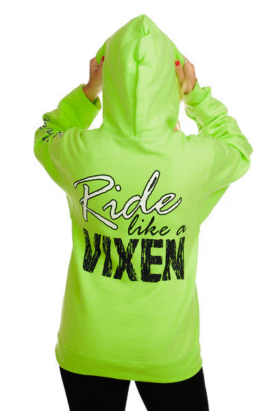 Ride like a Vixen Hoodie - Neon Green - Off-Road Vixens - Image 3