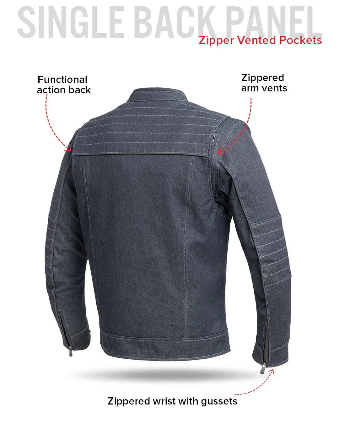 Rowdy Men's Thunder Denim Motorcycle Jacket - Image 6