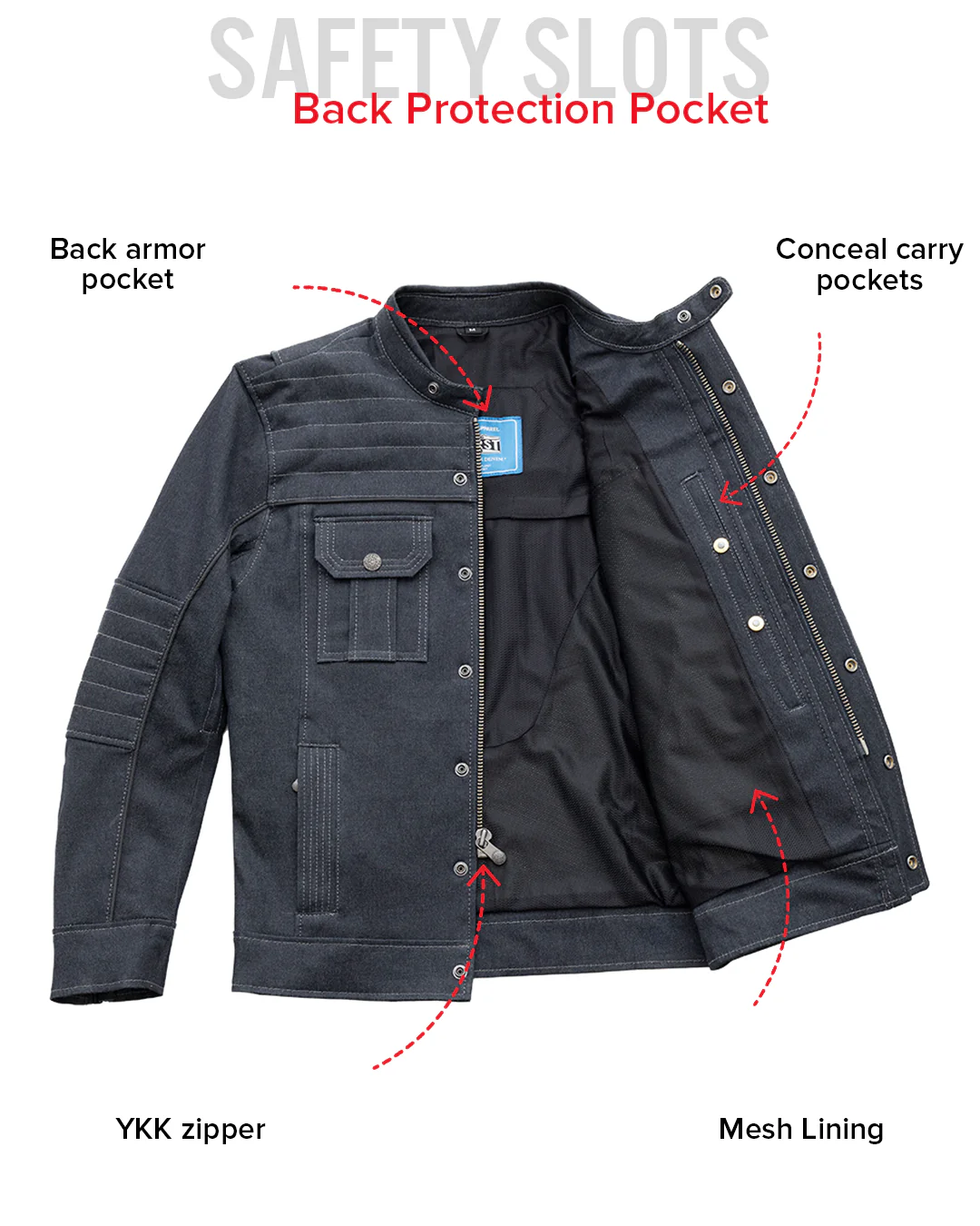 Rowdy Men's Thunder Denim Motorcycle Jacket - Image 8