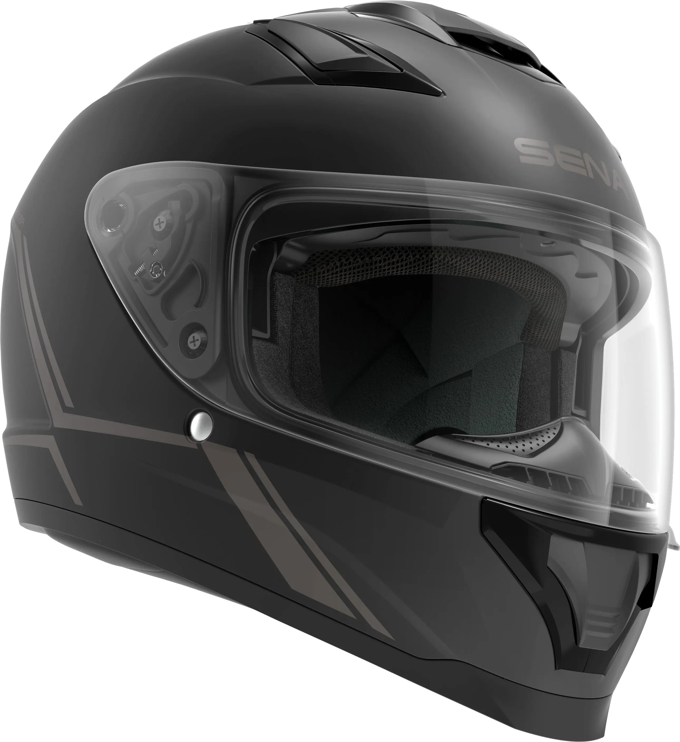 SENA Stryker Full Face Helmet With Mesh Intercom Matte Black - Built In Bluetooth Helmet - Image 5