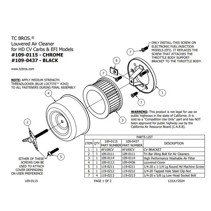 TC Bros. Chrome Louvered Air Cleaner for HD CV Carbs & EFI - Image 5