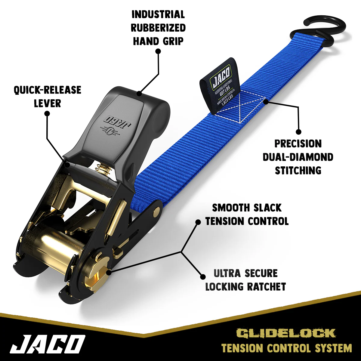 Tie Down Ratchet Straps (4 Pack) - 1 in x 15 ft | AAR Certified Break Strength (1,823 lbs) | Cargo Tie Down Set - Image 5