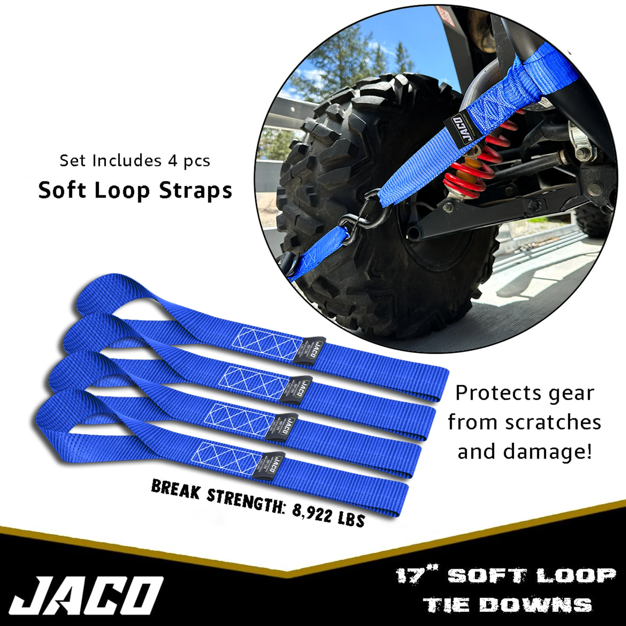 Tie Down Ratchet Straps with Soft Loops (1.6 in x 8 ft) - Heavy Duty Set | AAR Certified Break Strength (5,208 lbs) - Image 19