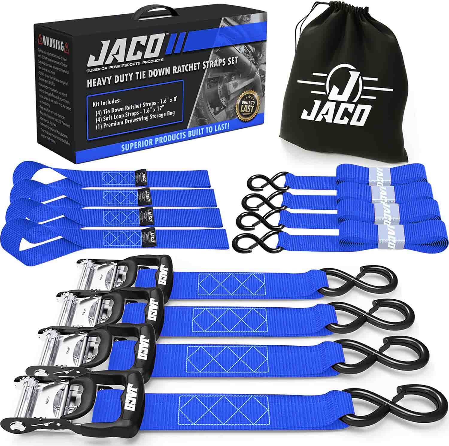 Tie Down Ratchet Straps with Soft Loops (1.6 in x 8 ft) - Heavy Duty Set | AAR Certified Break Strength (5,208 lbs) - Image 6