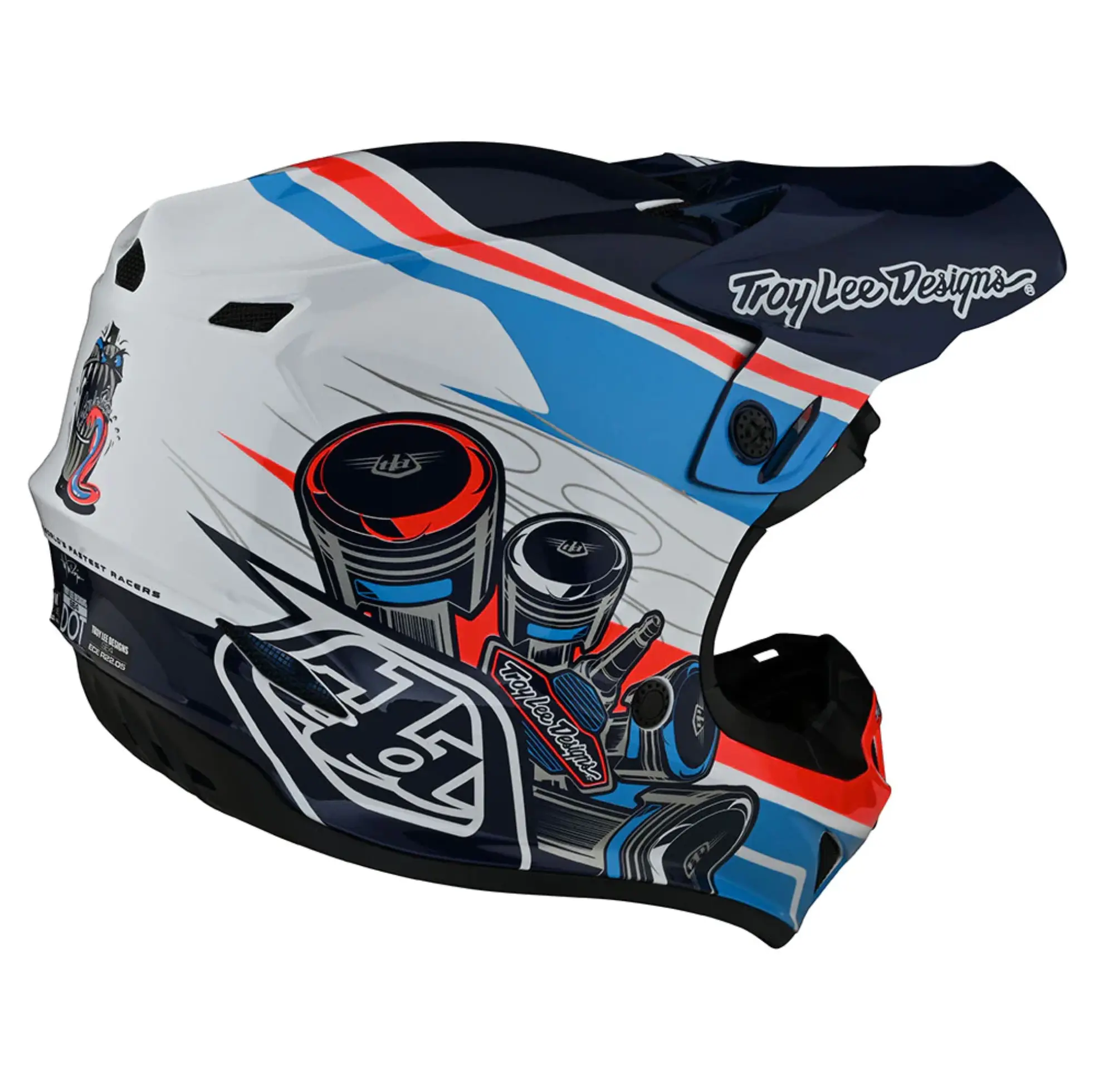 Troy Lee Designs SE4 Polyacrylite Helmet w/MIPS Skooly Blue/Orange - Image 3