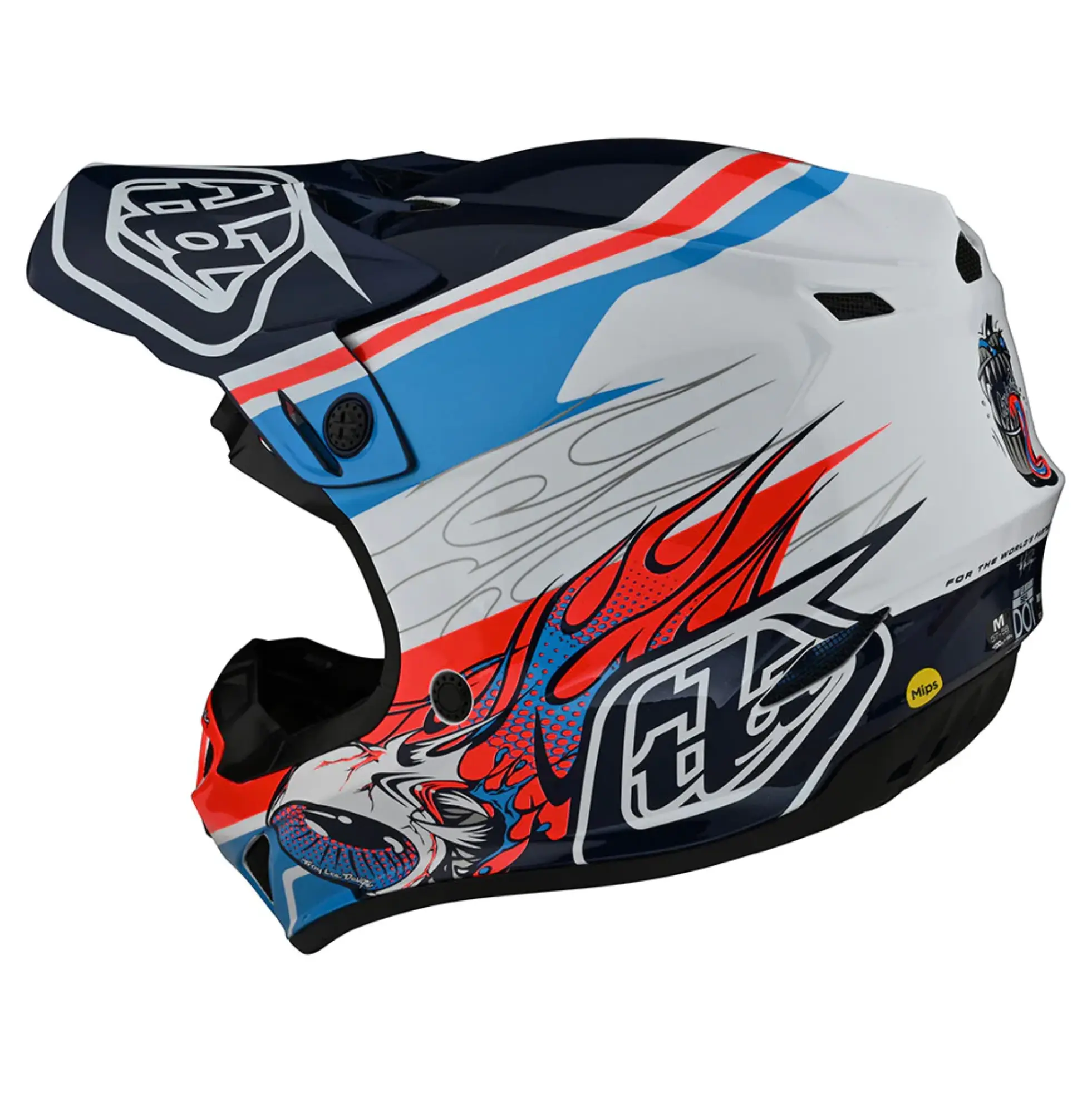 Troy Lee Designs SE4 Polyacrylite Helmet w/MIPS Skooly Blue/Orange - Image 5