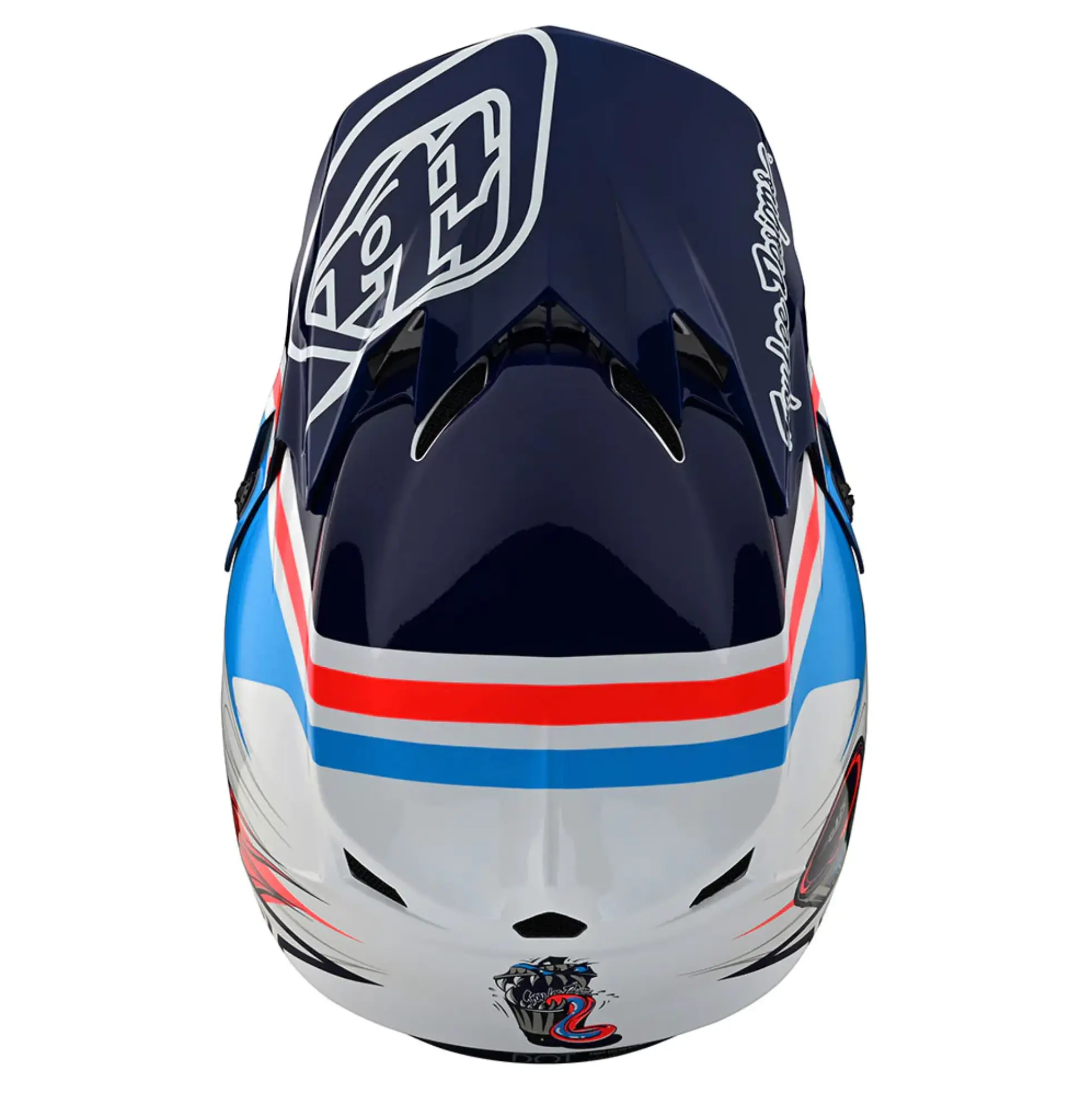 Troy Lee Designs SE4 Polyacrylite Helmet w/MIPS Skooly Blue/Orange - Image 8