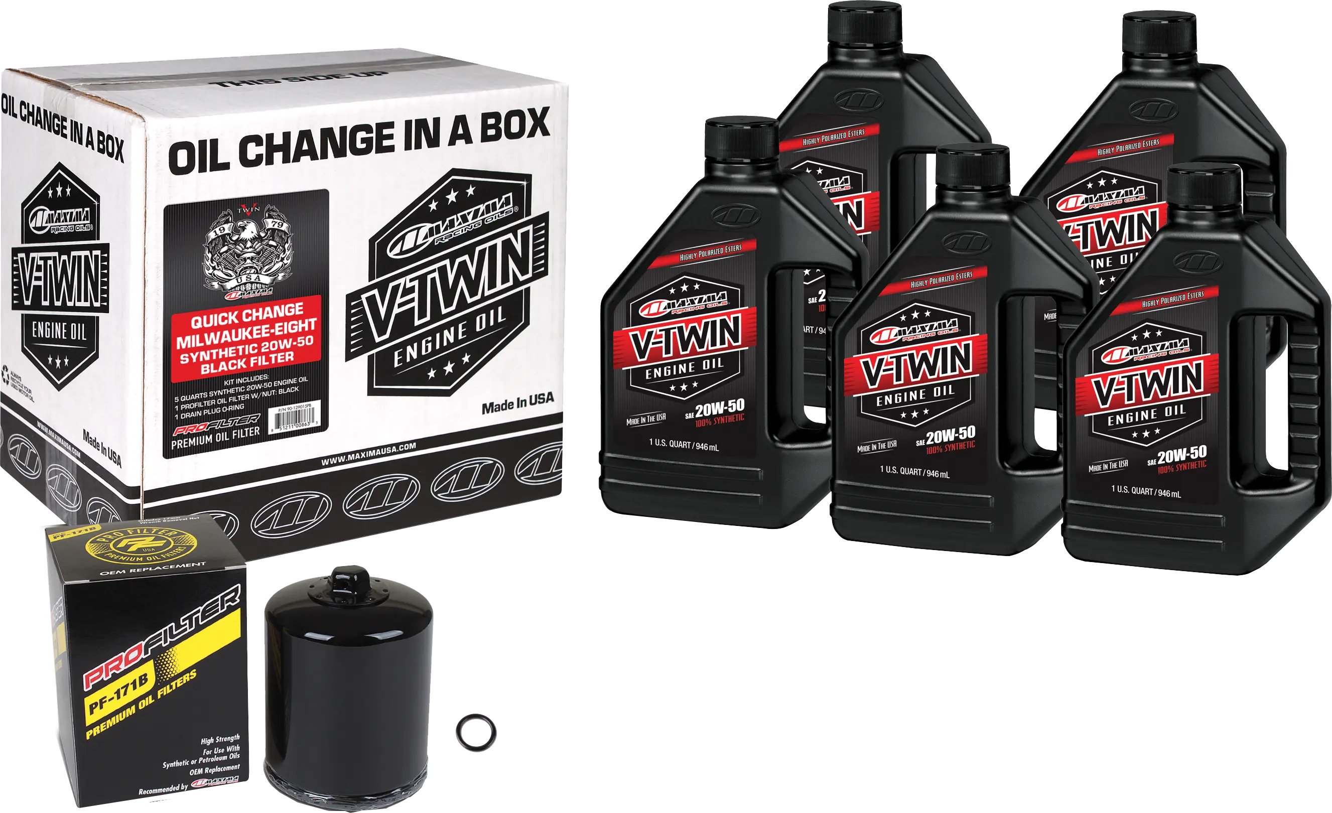 MAXIMA V-Twin Quick Change Kit Synthetic M8 Black Filter