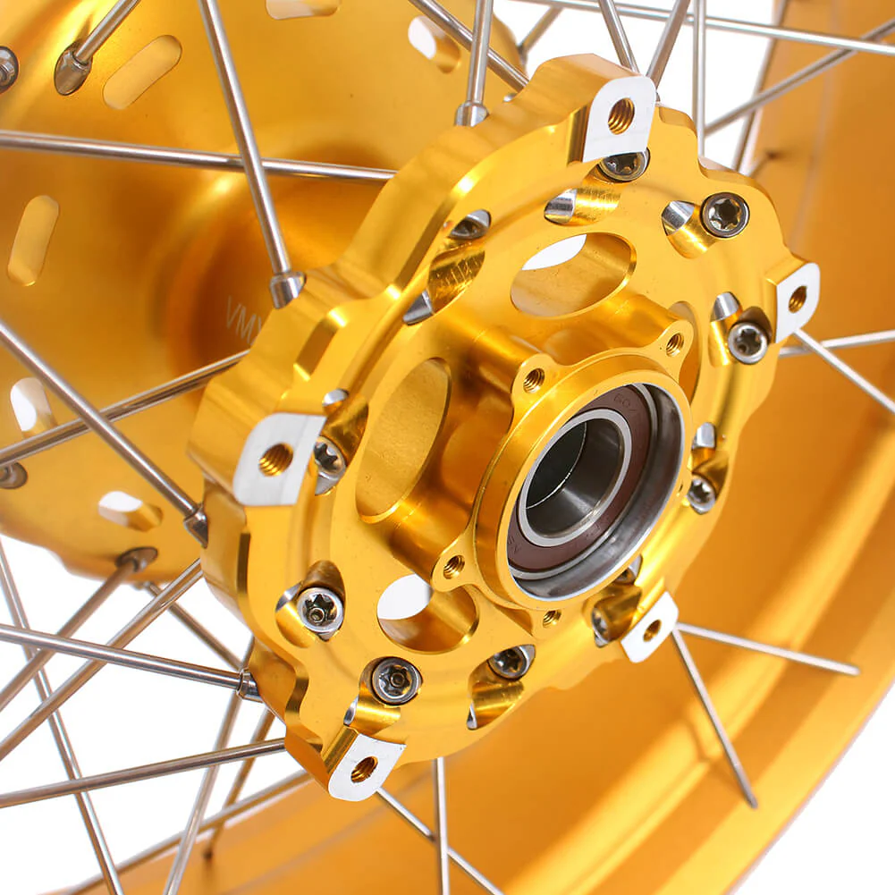 VMX 19 17 Inch CUSH Drive For BMW F750GS 2019-2024 Tubeless Alloy Spoke Wheels Gold Hub - Image 4