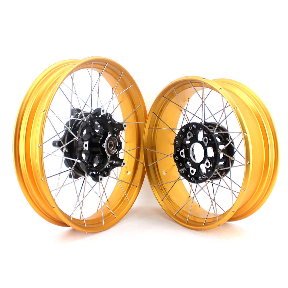 VMX 19" / 17" Tubeless Wheels For BMW R1200GS R1200GS Adventure 2013-2020 - Black Hub & Gold Rim - Image 2