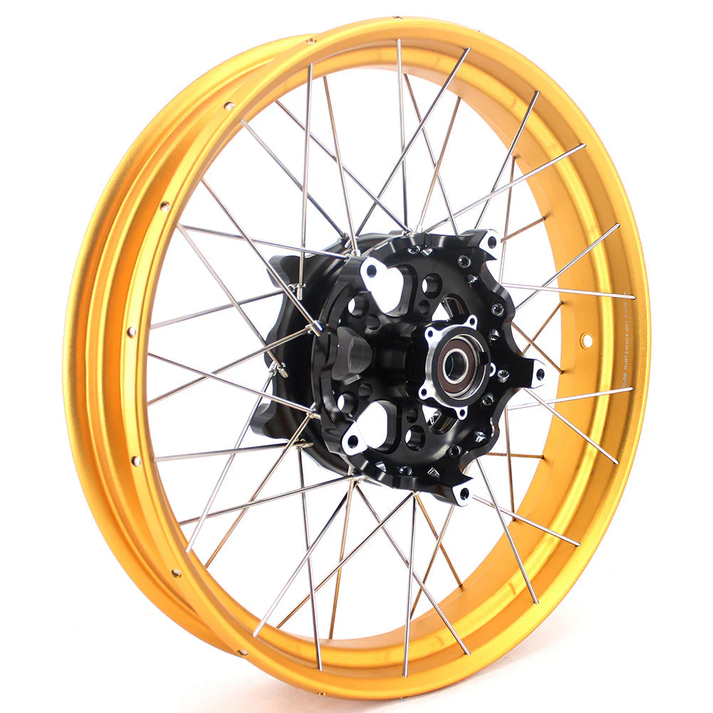 VMX 19" / 17" Tubeless Wheels For BMW R1200GS R1200GS Adventure 2013-2020 - Black Hub & Gold Rim - Image 3