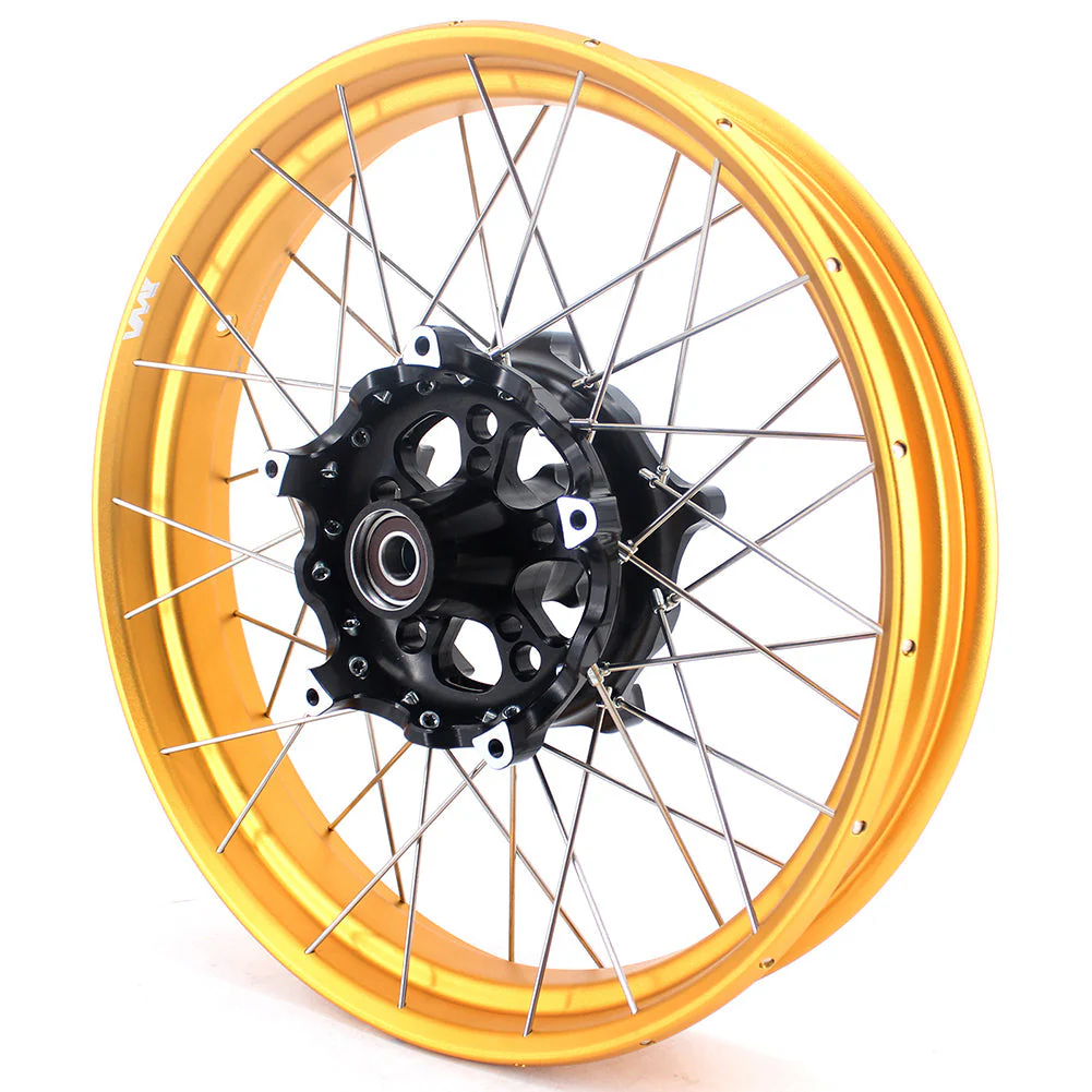 VMX 19" / 17" Tubeless Wheels For BMW R1200GS R1200GS Adventure 2013-2020 - Black Hub & Gold Rim - Image 4