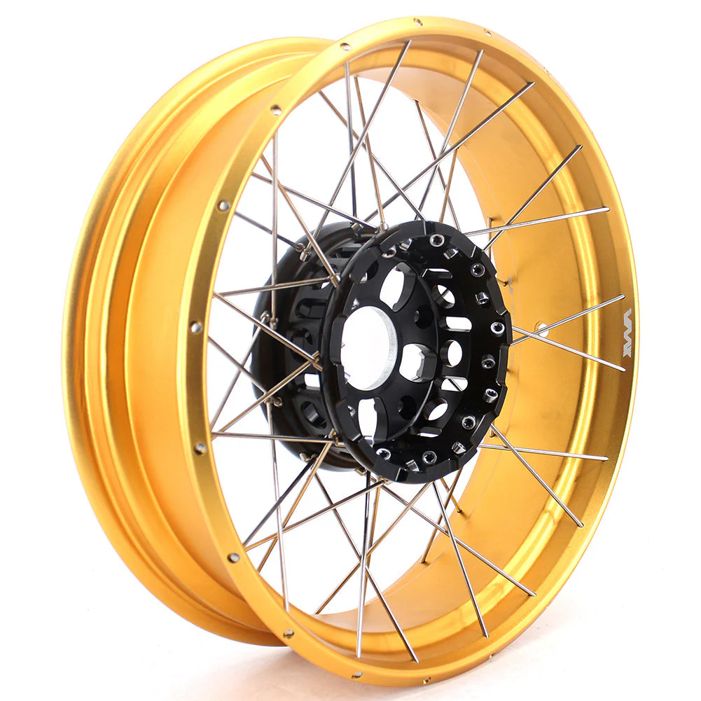 VMX 19" / 17" Tubeless Wheels For BMW R1200GS R1200GS Adventure 2013-2020 - Black Hub & Gold Rim - Image 6