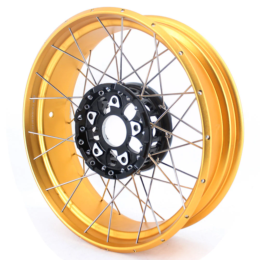 VMX 19" / 17" Tubeless Wheels For BMW R1200GS R1200GS Adventure 2013-2020 - Black Hub & Gold Rim - Image 7