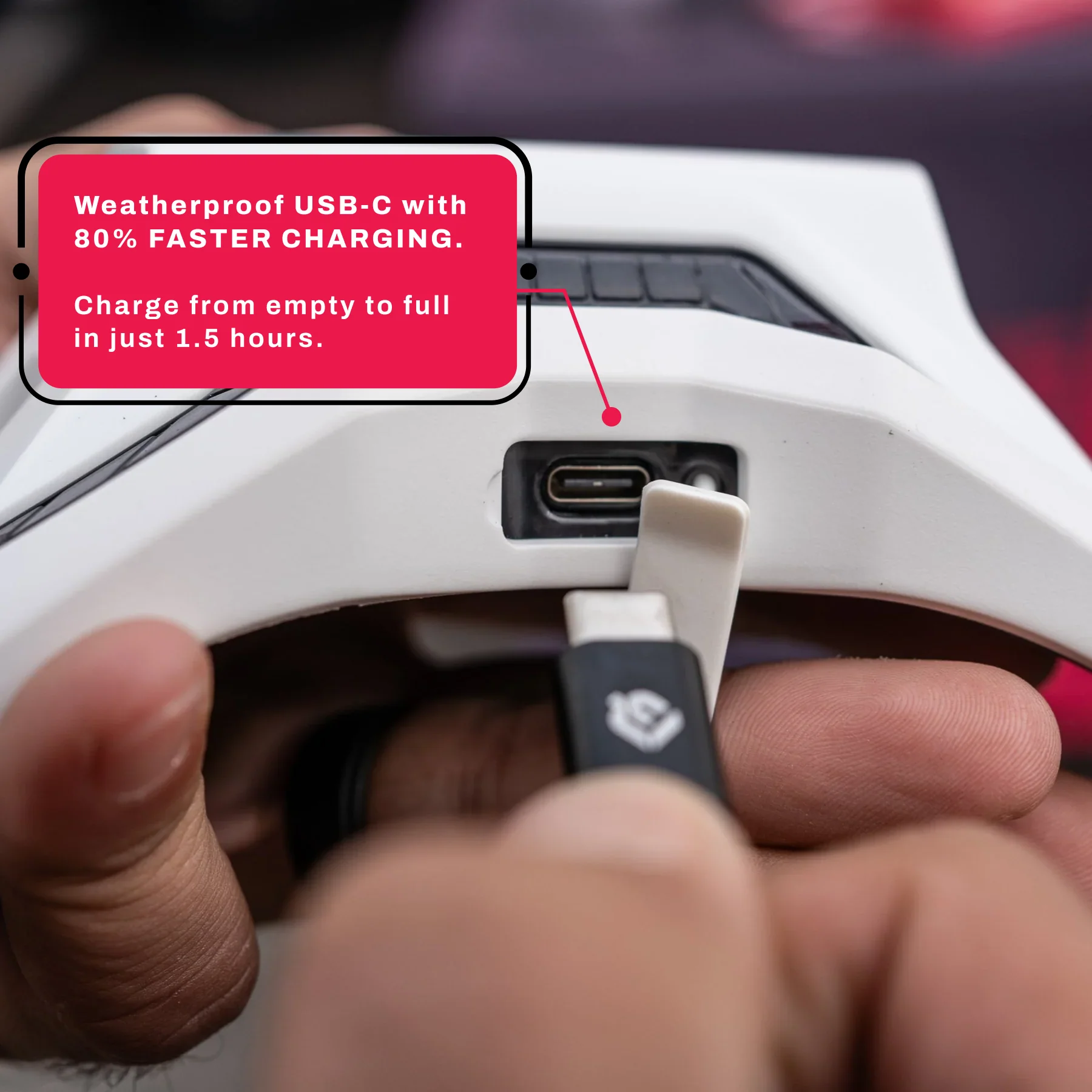 Helmet Brake Light - White Brake Free Universal Motorcycle Helmet  Brake Light (USB-C version) - Image 3