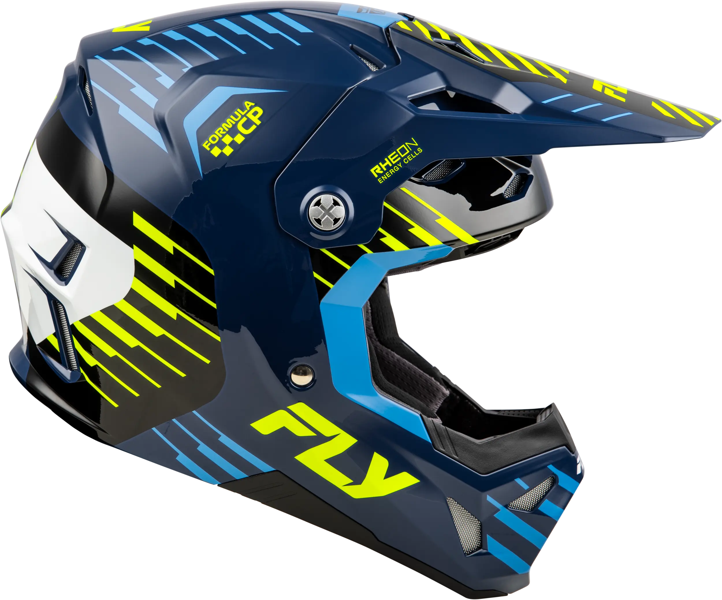 FLY RACING Youth Formula Cp Slice Navy/Hi Vis/White Helmet - Image 4