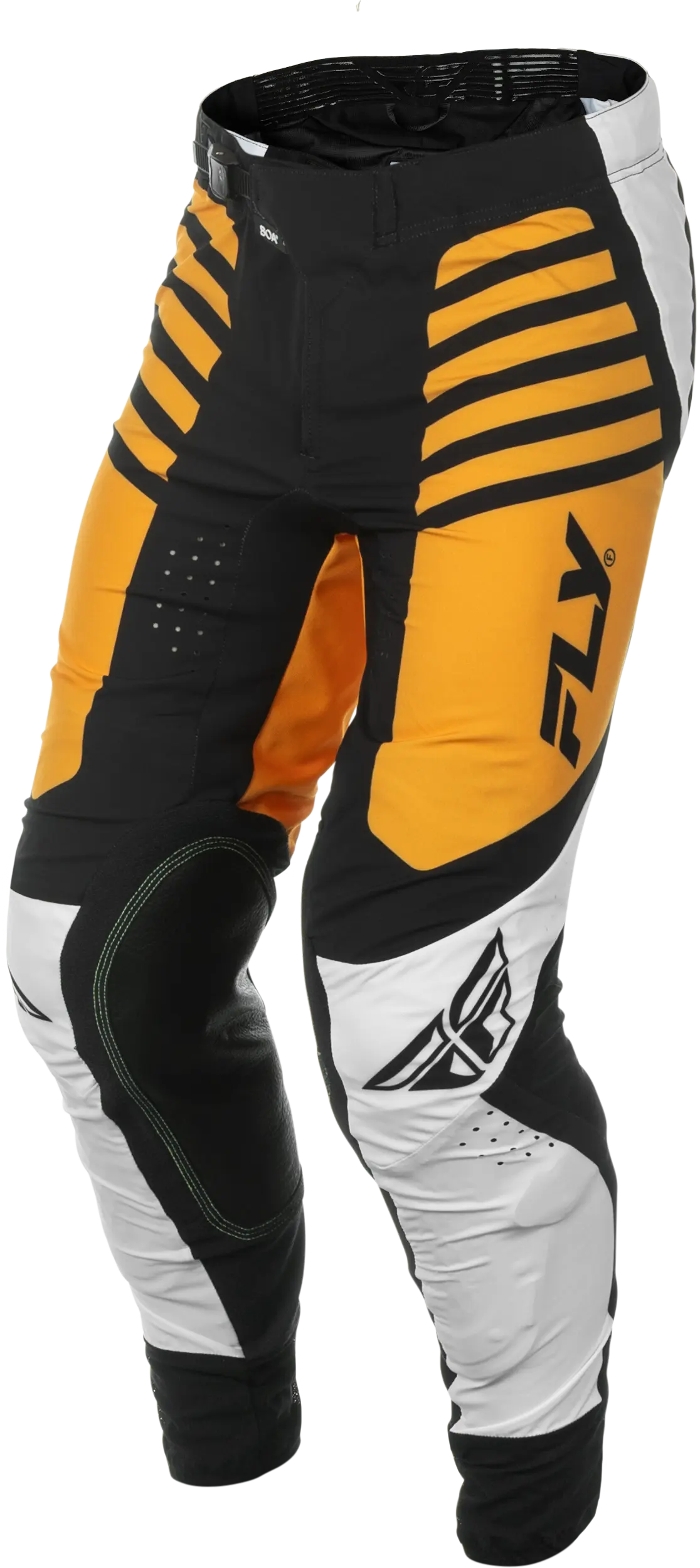 FLY RACING Youth Lite White/Black/Mustard Pants - Image 4
